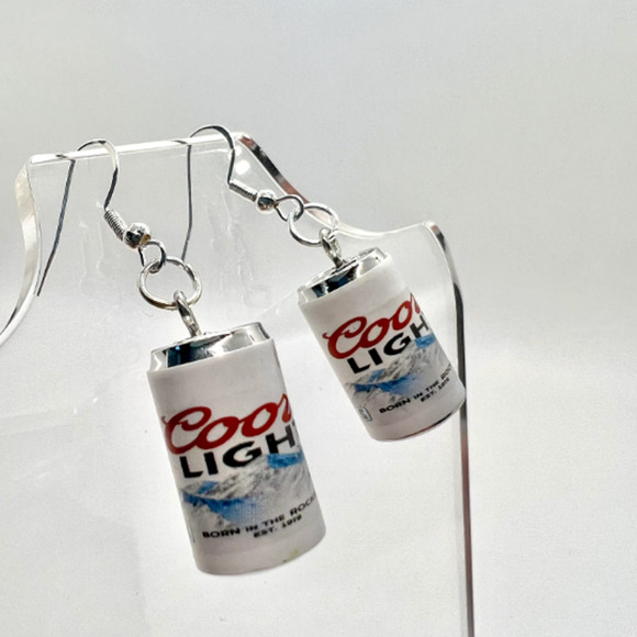 Coors Light Earrings - Beer Can Earrings - Alcohol Earrings - New Years Earrings - Picture 2 of 9